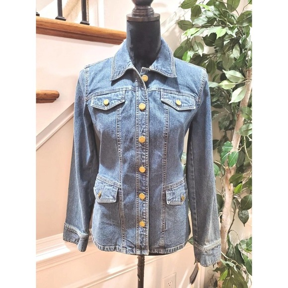 Jones NewYork Women's Denim Blue Long Sleeve Buttons Front Casual Jeans Jacket S - Picture 2 of 14